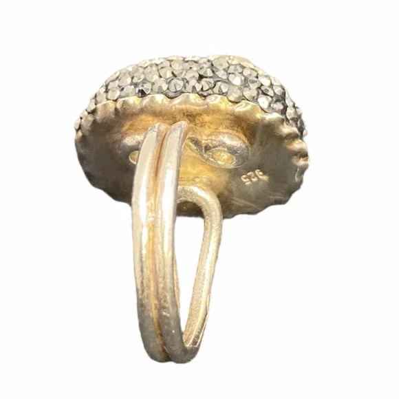 Natural Quartz Druzy Sparkling Cluster Ring 925 Silver Size 7.5 - Picture 5 of 11